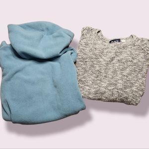TWO!! 10-12 Sweaters -Old Navy Turtleneck & Place (Gray with lace cold shoulder)